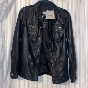 Harley Davidson leather shirt jacket